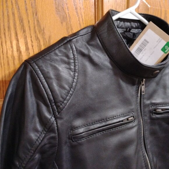 Dodge Women’s Black Biker Genuine Leather Jacket Size L - Picture 8 of 15